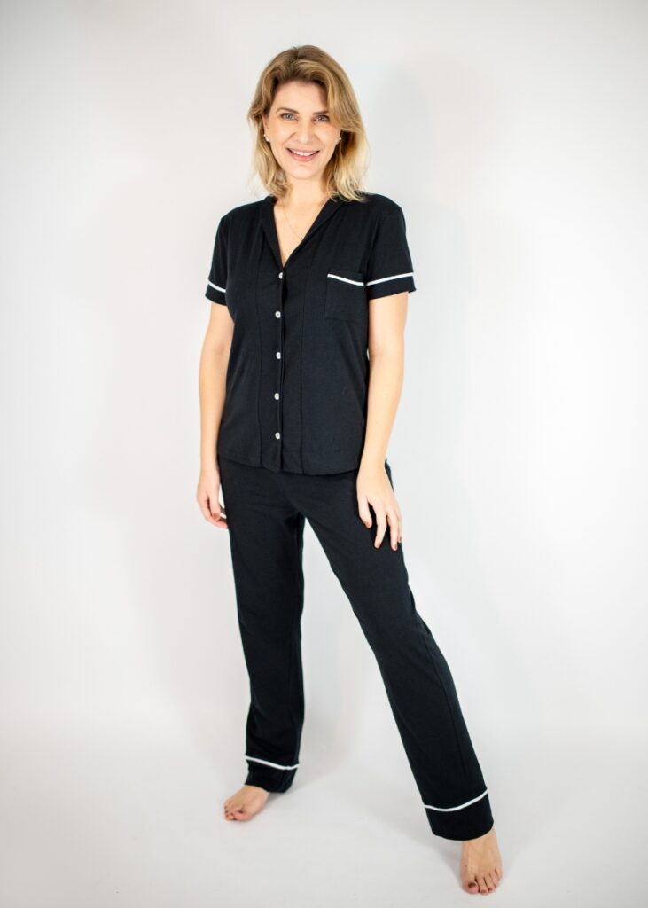 Pijama Americano Feminino Algodão Joana – Preto -FBL141