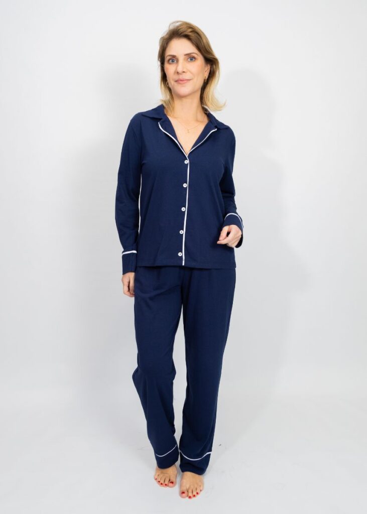 Pijama Americano Longo Algodão Fernanda-Marinho-FBL248
