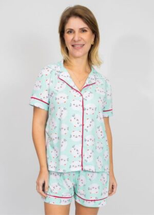 Pijama americano Pijama feminino Piante Pijama algodão Amamentação