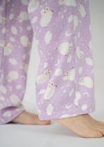 Pijama feminino manga longa com calça em algodão. Estampa de ovelhas. Marca: Piante