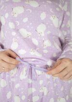 Pijama feminino manga longa com calça em algodão. Estampa de ovelhas. Marca: Piante
