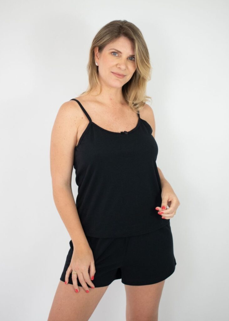 Pijama Feminino Algodão Kelly - Preto - FBL317